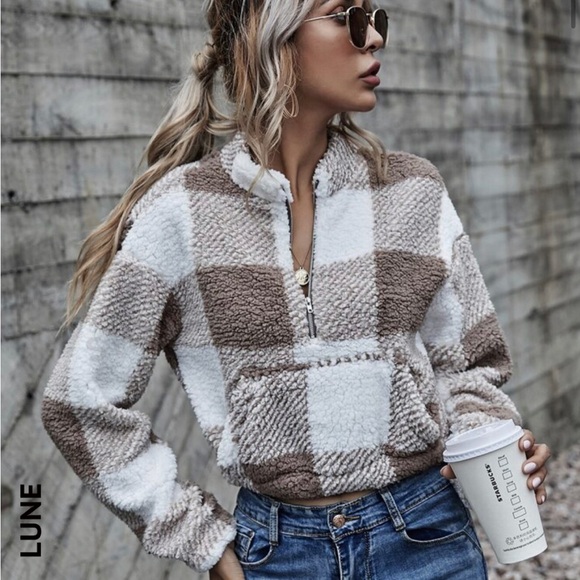 SHEIN Drop Shoulder Cropped Teddy Pullover - Picture 1 of 2